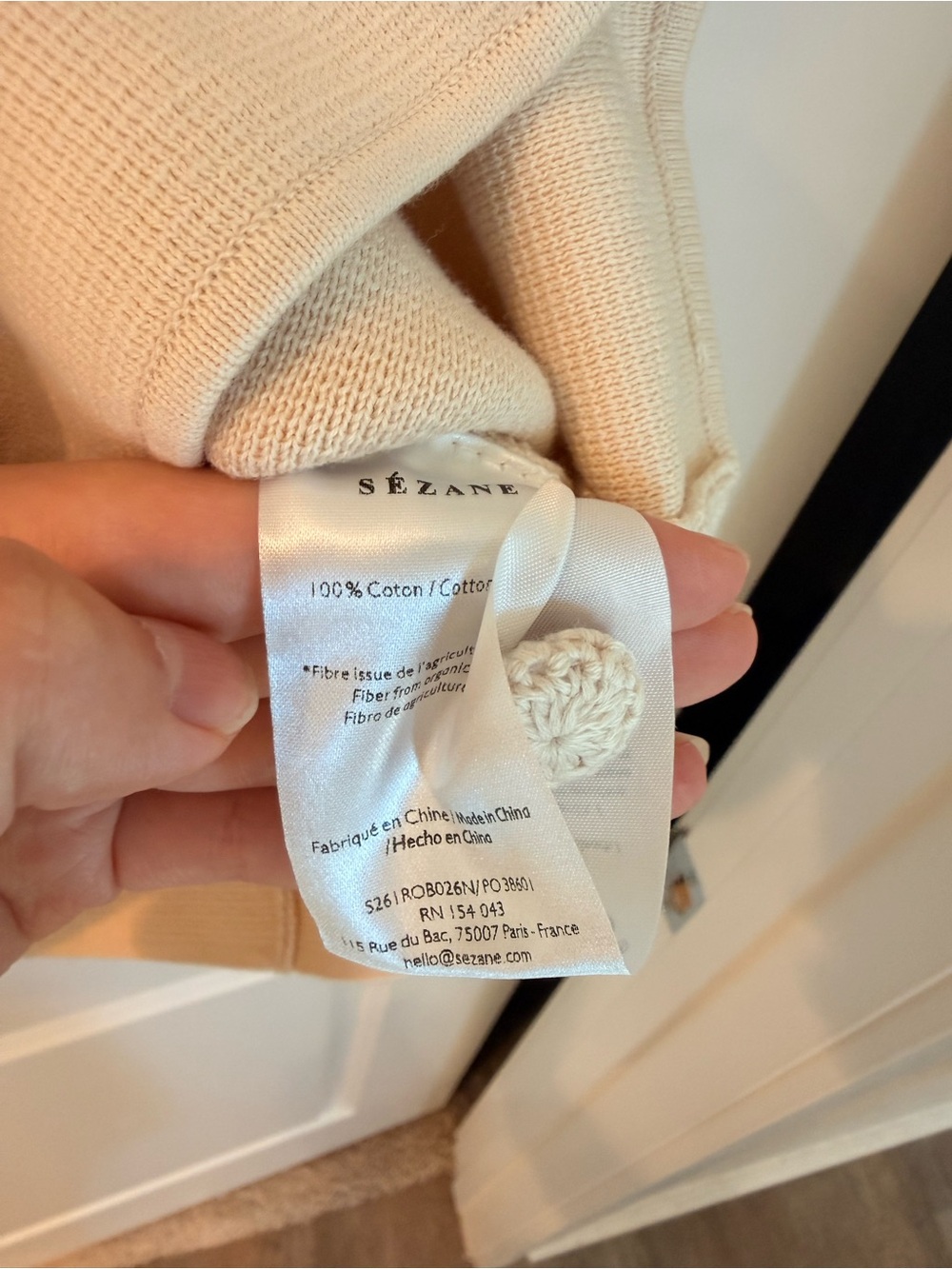 NWOT Sezane Classic Cream Button-Front Sleeveless Knit Cotton CHARLIE Dress - Picture 8 of 11